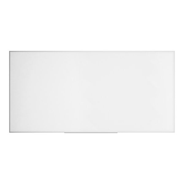 A large rectangular wall-mount melamine whiteboard with an aluminum frame.