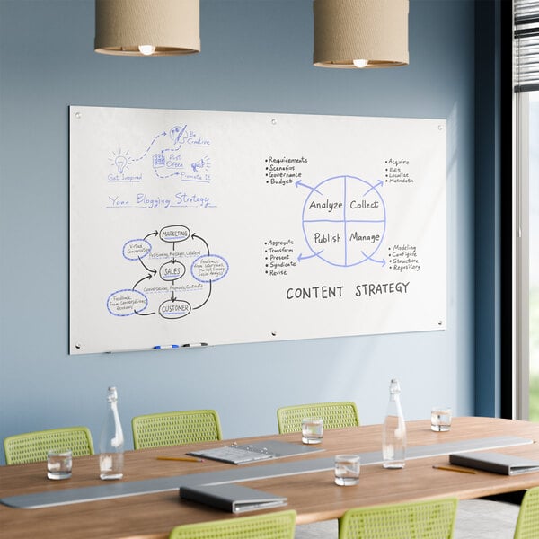 Dynamic by 360 Office Furniture 96" x 48" Frameless Wall-Mount Frosted Glass Dry Erase Board