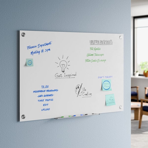 Dynamic by 360 Office Furniture 36" x 24" Frameless Wall-Mount Frosted Glass Dry Erase Board