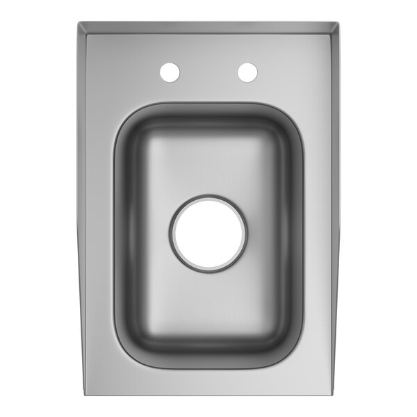 A Waterloo stainless steel drop-in sink with side splashes.