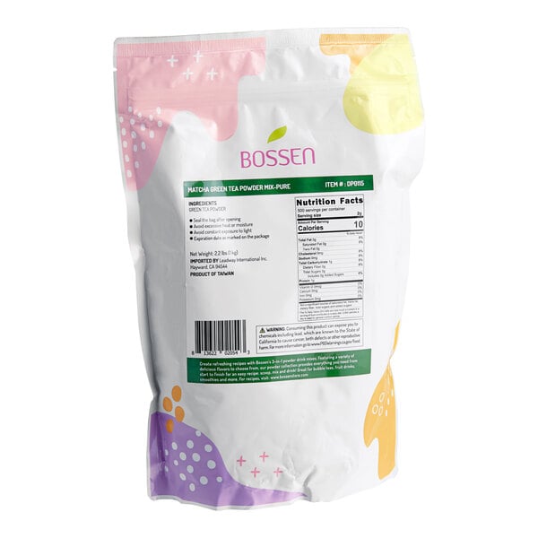 A 2.2 lb. bag of Bossen Pure Matcha Green Tea Powder.