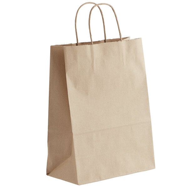 250 Small Plain Kraft Brown Paper Carrier Bags with Folded Tape Handles Gift Bag 