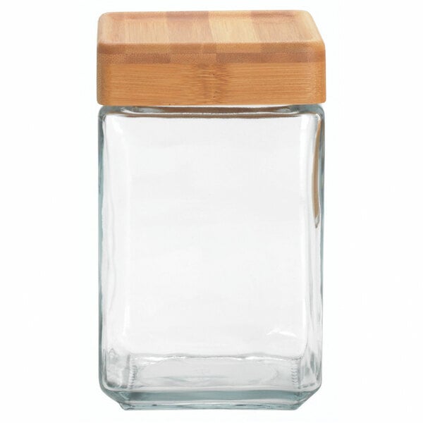 Anchor Hocking Stackable Jar w/Bamboo Lid 1-Quart 