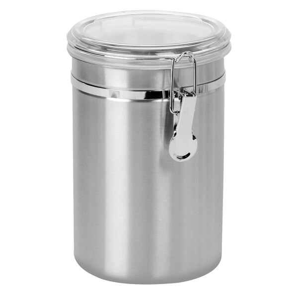 Anchor Hocking 98585 63 oz. Round Stainless Steel Canister with Clear Lid