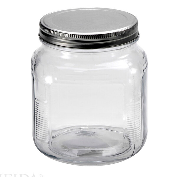 Anchor Hocking 85812AHG17 32 oz. Glass Cracker Jar with Brushed Metal ...