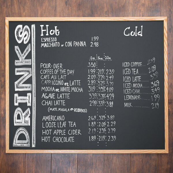 Aarco OC3648NT-B OAK 36" x 48" Oak Frame Black Chalk Board