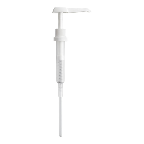 A white plastic condiment pump kit with a 1 1/2 inch (38mm) screw-on adapter lid.