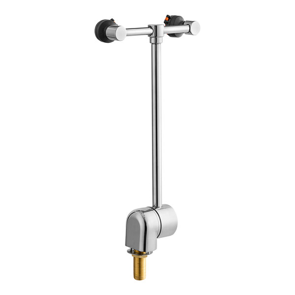 A silver pipe with a metal round head on a metal rod.