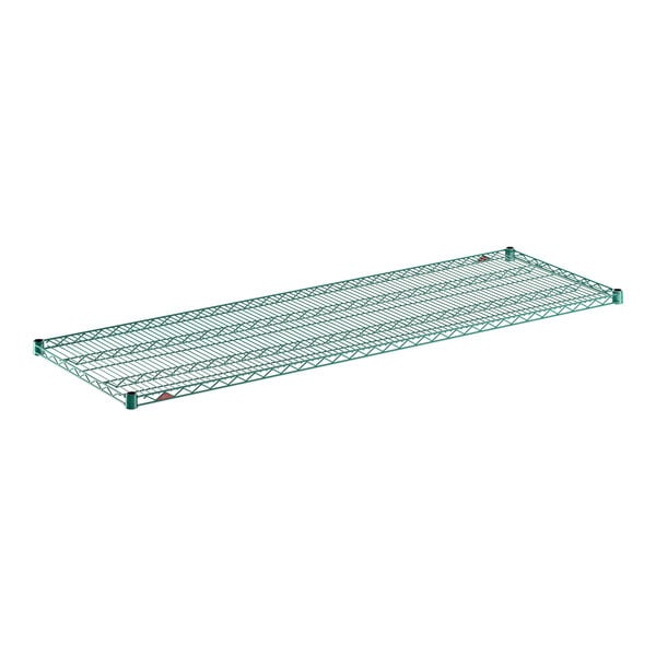 A large rectangular green wire shelf designed for storage and organization.