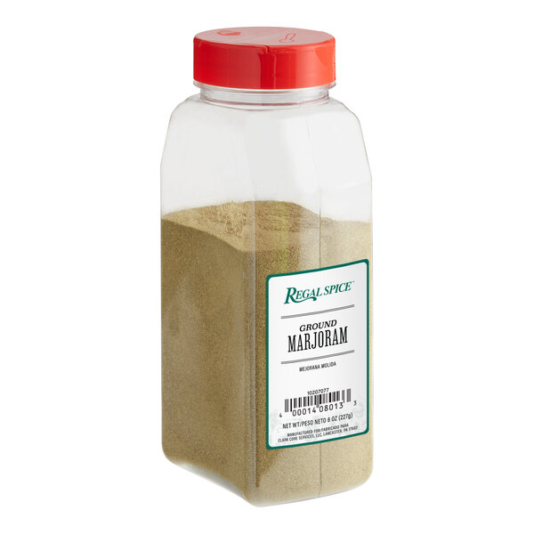 A container of Regal Ground Marjoram.