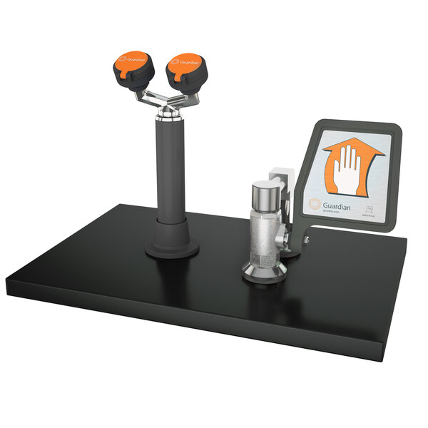 a machine with a screen and a hand sign