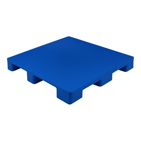 A blue polyethylene rackable pallet measuring 48 inches by 40 inches.