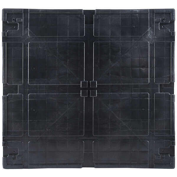 A black rectangular Orbis pallet cover with square holes in a cross pattern.