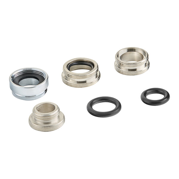 A close up of a Guardian Equipment metal and rubber eyewash station ring with a black ring.