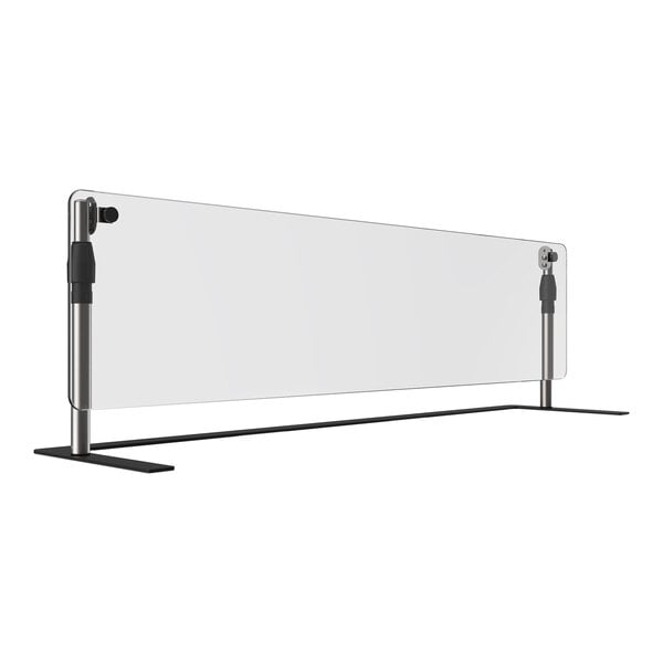 A clear acrylic panel with black legs.