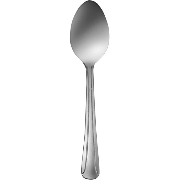 A Delco Heavy Dominion stainless steel teaspoon with a silver handle and spoon.