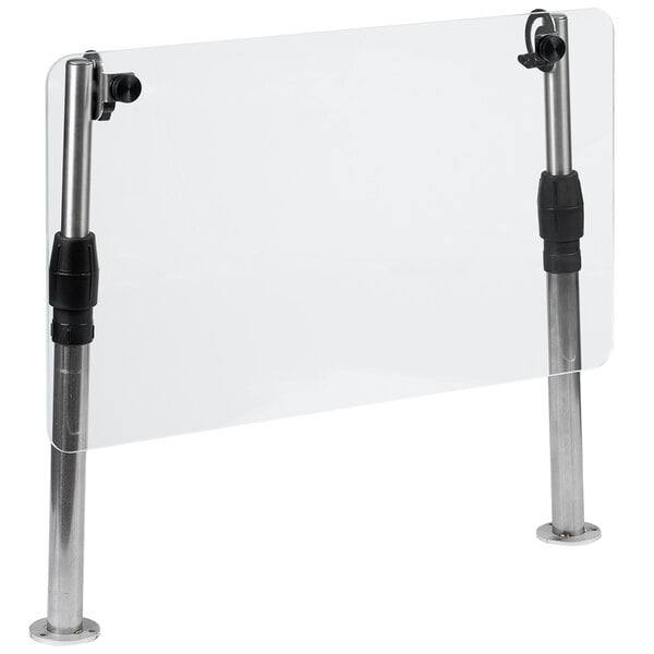 A Vollrath clear plastic breath guard with metal mounting posts.
