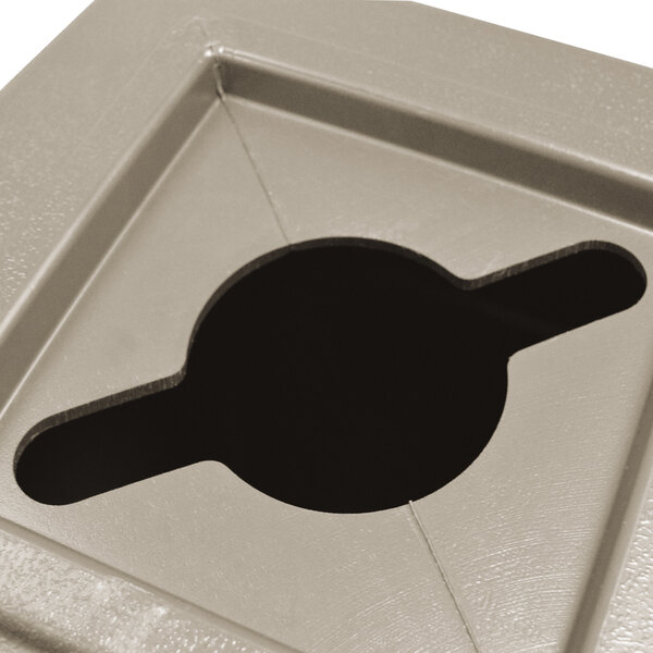 A grey square Commercial Zone Polytec recycling bin with a black circle for mixed recycling.