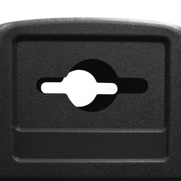 A black plastic Commercial Zone recycling container lid with a mixed recycling slot.