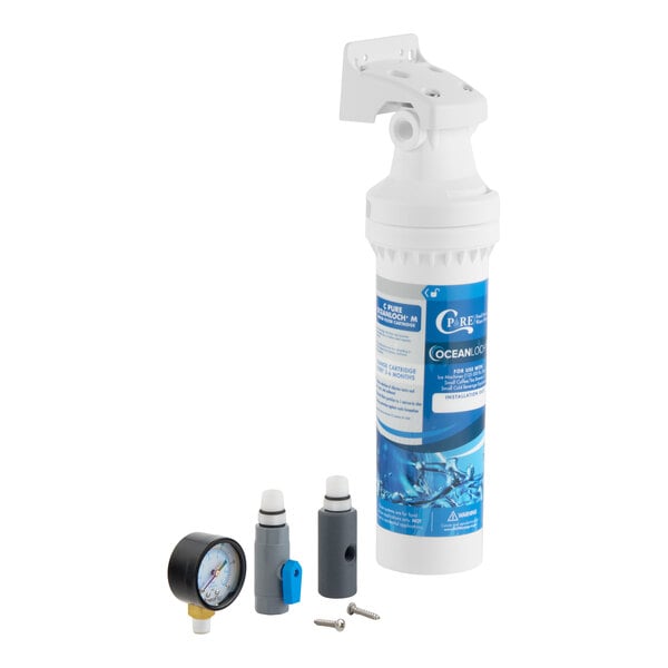C Pure Oceanloch+ M Water Filtration System with Oceanloch+ M Cartridge and Outlet Pressure Gauge 1 Micron Rating and 1.67 GPM