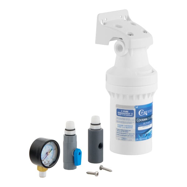 C Pure Oceanloch+ S Water Filtration System with Oceanloch+ S Cartridge and Outlet Pressure Gauge 1 Micron Rating and 0.75 GPM