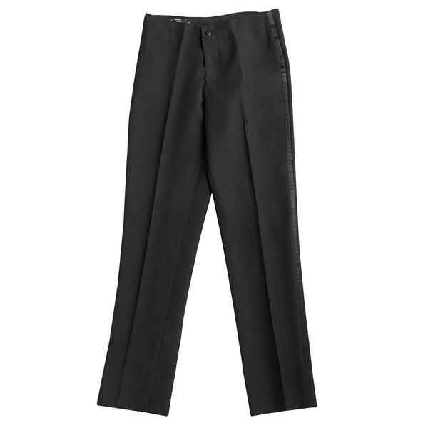 A pair of Henry Segal black tuxedo pants with a zipper.