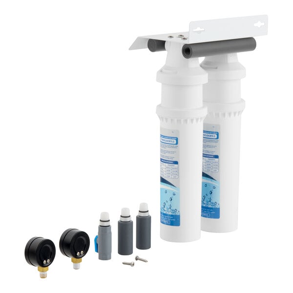C Pure Oceanloch+ L2 Dual Water Filtration System with Oceanloch+ L2 Cartridges, Inlet, and Outlet Pressure Gauges 1 Micron Rating and 3.34 GPM