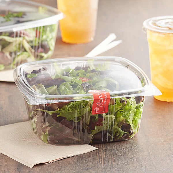 Choice 6 oz. Clear RPET Hinged Deli Container - 400/Case