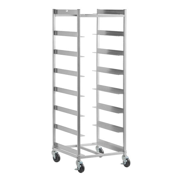 Regency 8 Shelf Welded Aluminum Glass Rack Cart with 8" Spacing