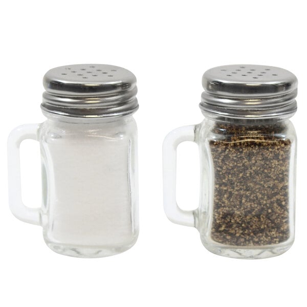 Tablecraft C170 12 1 5 Oz Clear Glass Mini Mason Jar Shaker With Stainless Steel Top 12 Pack