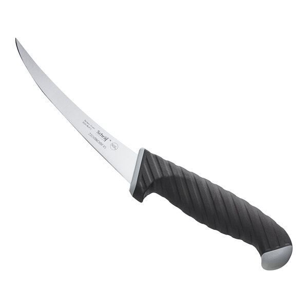 A Schraf boning knife with a black TPRgrip handle.
