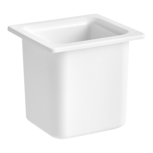 A white Carlisle Coldmaster food pan with a square top.