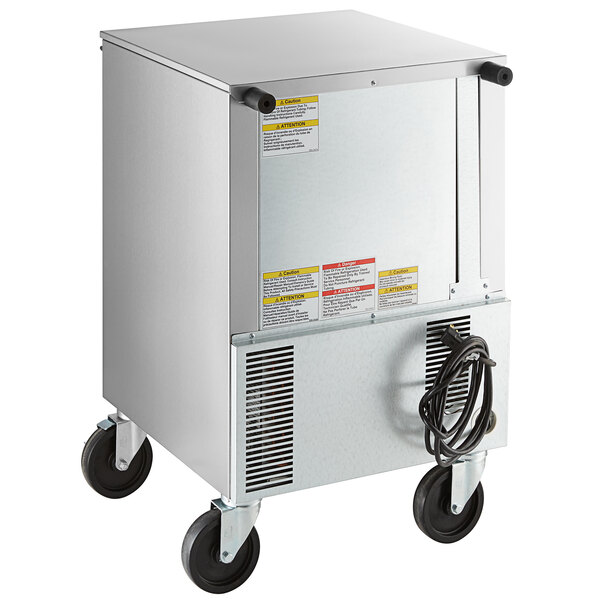 A Beverage-Air undercounter freezer on wheels.