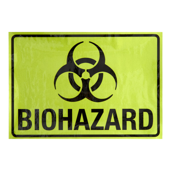 Lavex "Biohazard" Engineer-Grade Reflective Black / Yellow Decal with Symbol - 10" x 7"