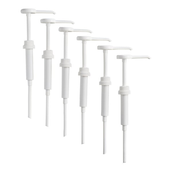 TableCraft 1 oz. Condiment / Syrup Pump with 38 mm Adapter Lid - 6/Pack