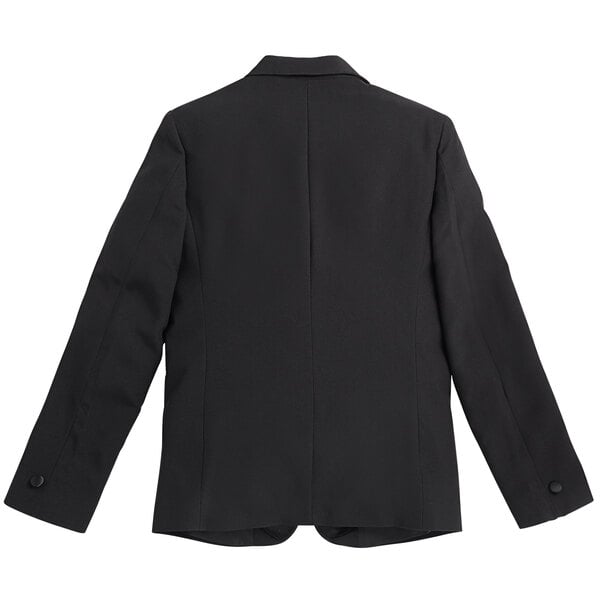 A Henry Segal black tuxedo jacket for women with buttons on the front.