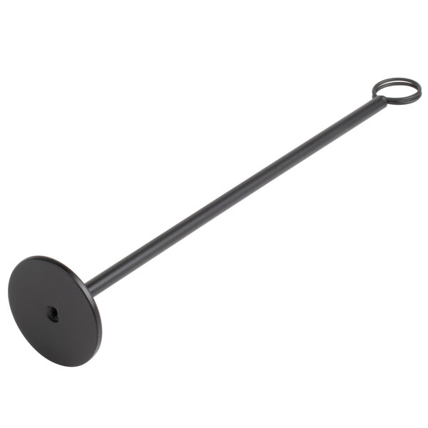 A black metal Tablecraft menu / card holder with a long handle and a round end.