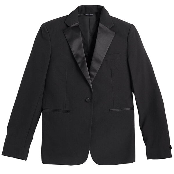 A Henry Segal black tuxedo jacket with black lapels.