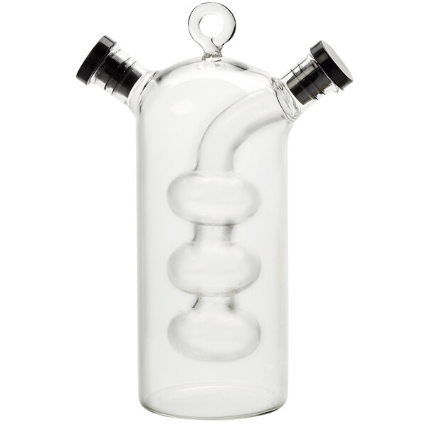 a glass bottle with a spiral shaped tube