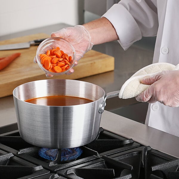 Choice 10 Qt. Tapered Aluminum Sauce Pan with Black Silicone Handle