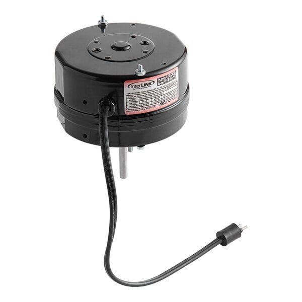 A black Heatcraft evaporator fan motor with a wire.