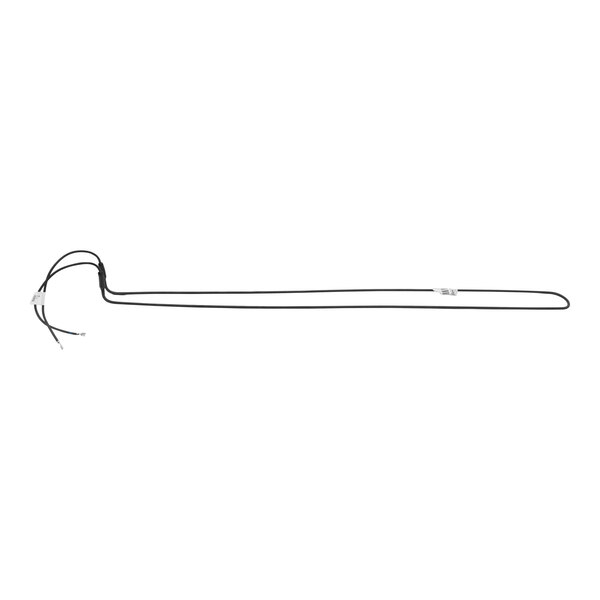 A Heatcraft heater coil with black and white wires attached to a long metal hook.