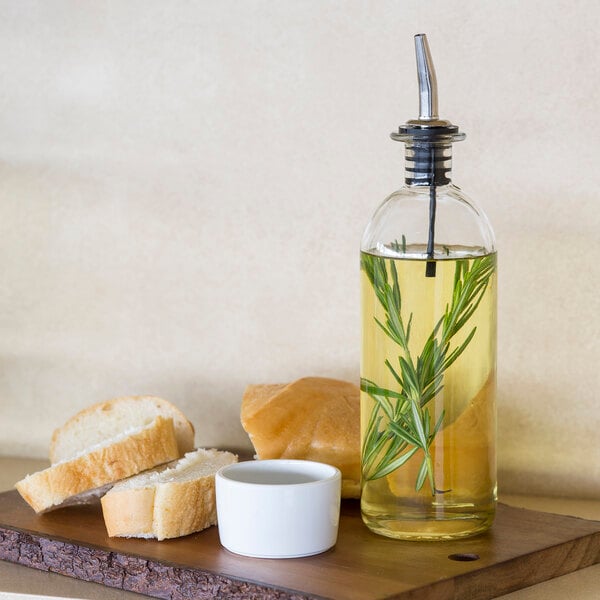 Tablecraft Oz Clear Glass Oil And Vinegar Bottle With Stainless Steel Pourer