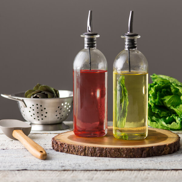 Tablecraft 10375 18 oz. Clear Glass Oil and Vinegar Bottle with