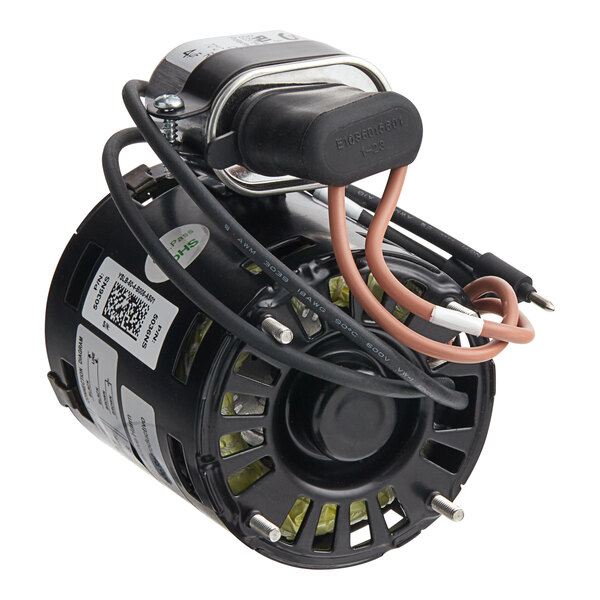 A black Heatcraft 5036NS evaporator fan motor with wires and a wire harness.