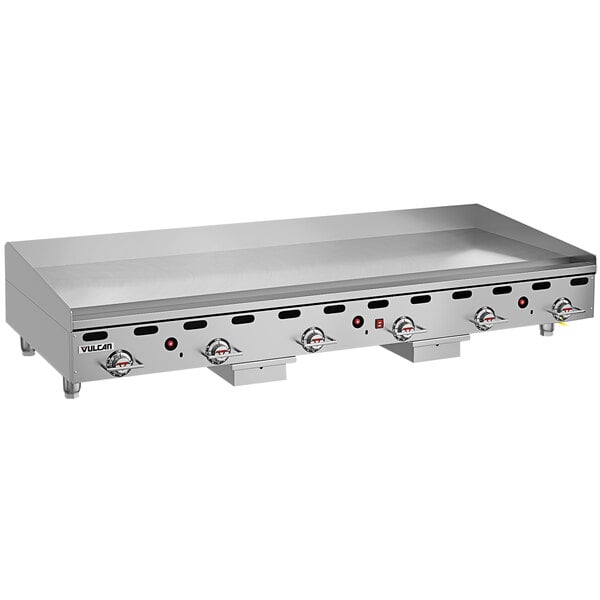 A Vulcan natural gas commercial griddle with chrome top.