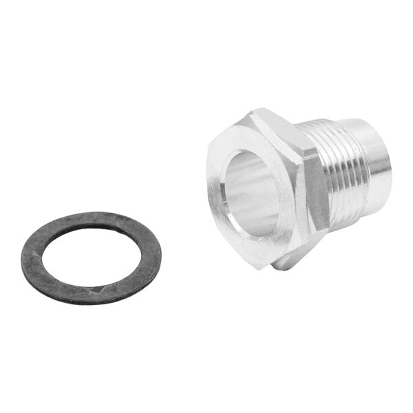 A stainless steel Heatcraft nut and washer.