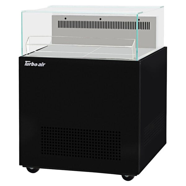 A black rectangular box with a clear glass top.