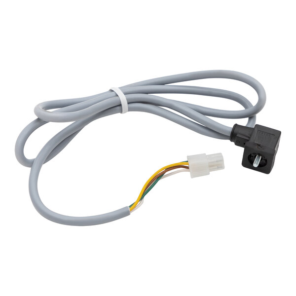 A grey cable with a black connector and a wire.