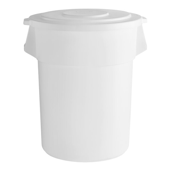 Baker's Mark 55 Gallon / 880 Cup White Round Ingredient Storage Bin with White Snap-On Lid